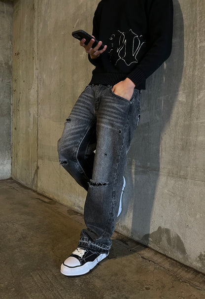 FLARED DENIM - ASH